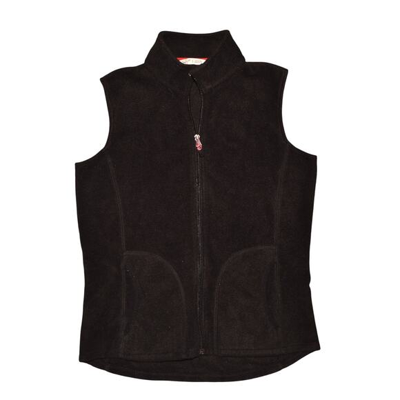 WOOLRICH $99 Black Fleece Full Zip Vest Pockets Mid-Weight Small - Picture 1 of 3